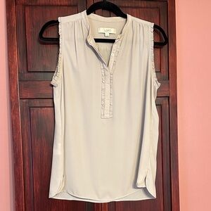 LOFT Women's Cream Sleeveless Blouse